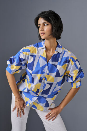 Work of Art Cotton Shirt, Blue, image 3